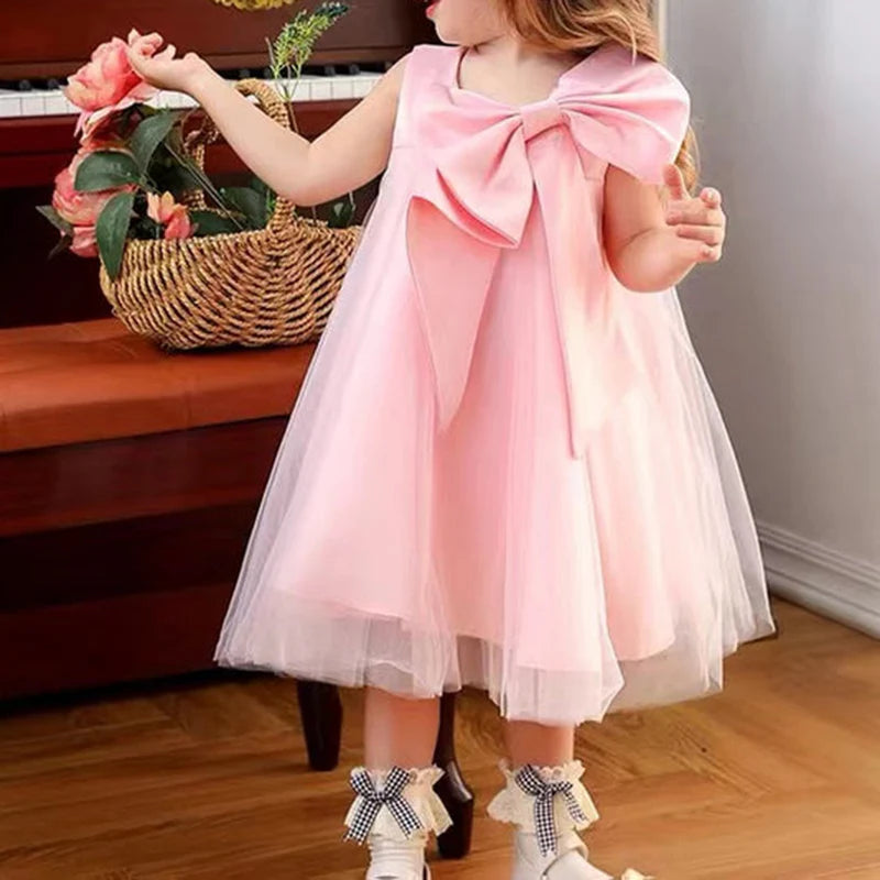 Communion Dress Girl Formal Princess Dress Summer Bowknot Birthday Party Dress