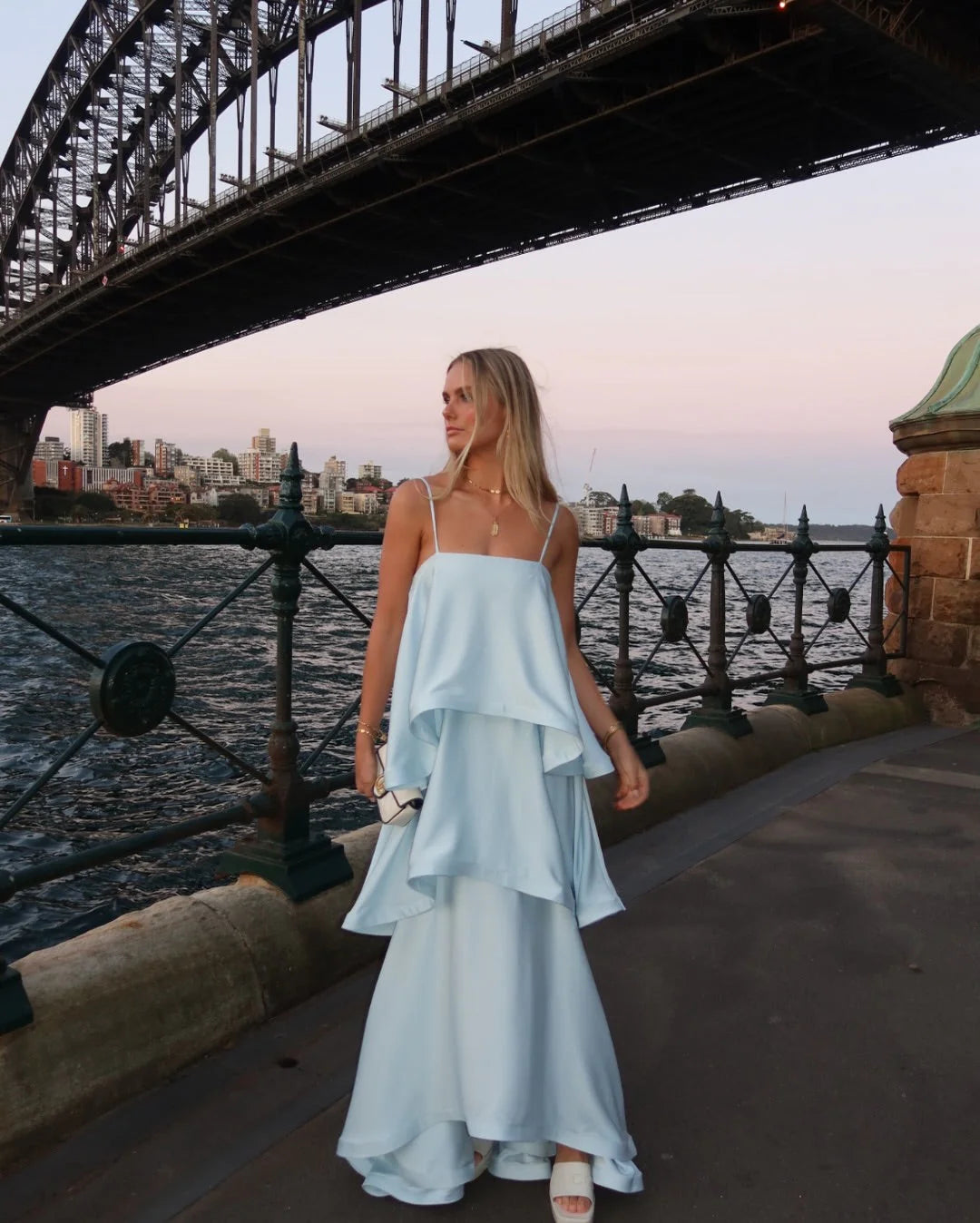 Airy Floor-Length Square-Neck Spaghetti-Strap Tiered Wedding Guest Dress