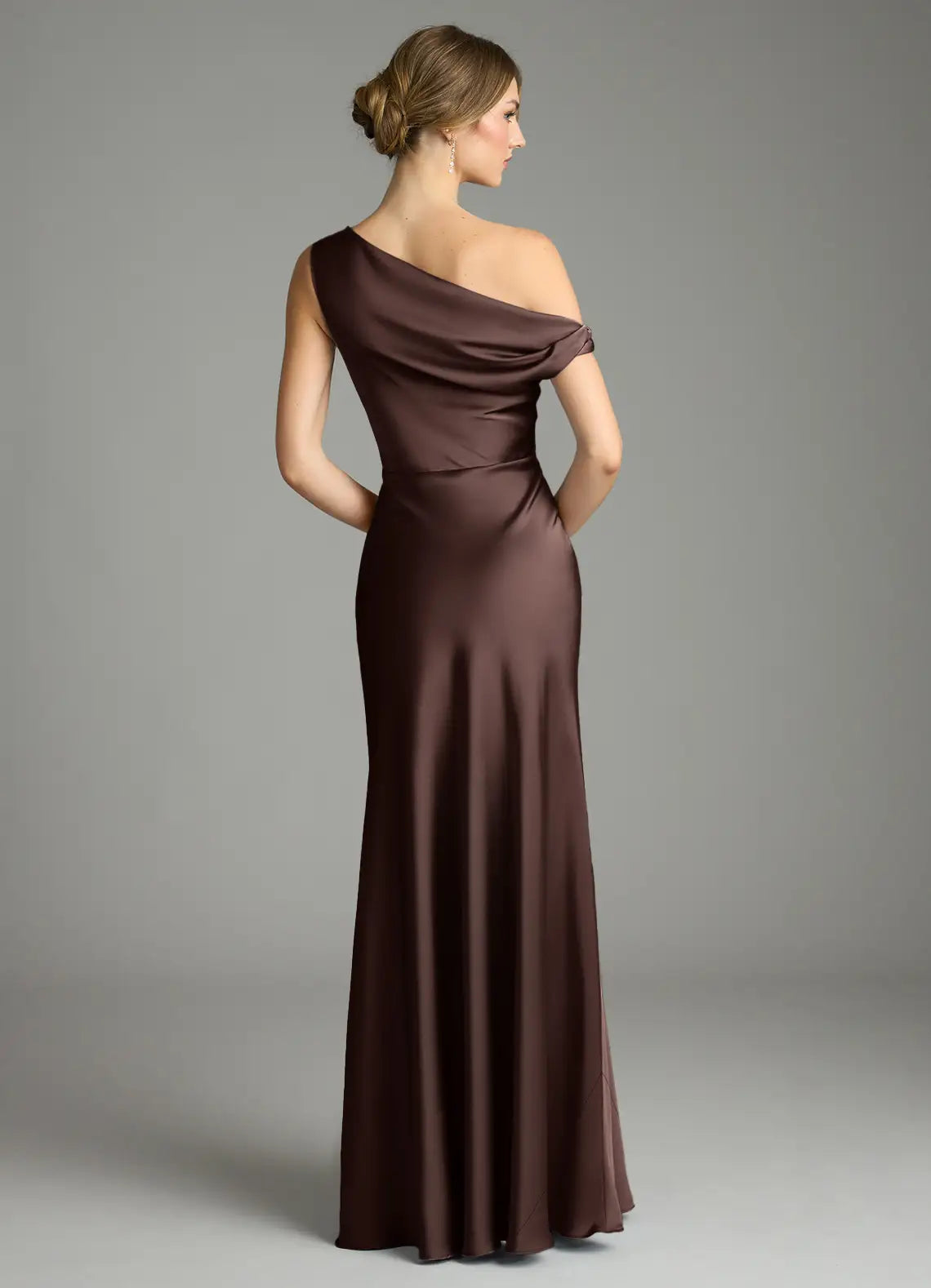 Asymmetric Off-Shoulder Satin Mermaid Floor-Length Bridesmaid Dress