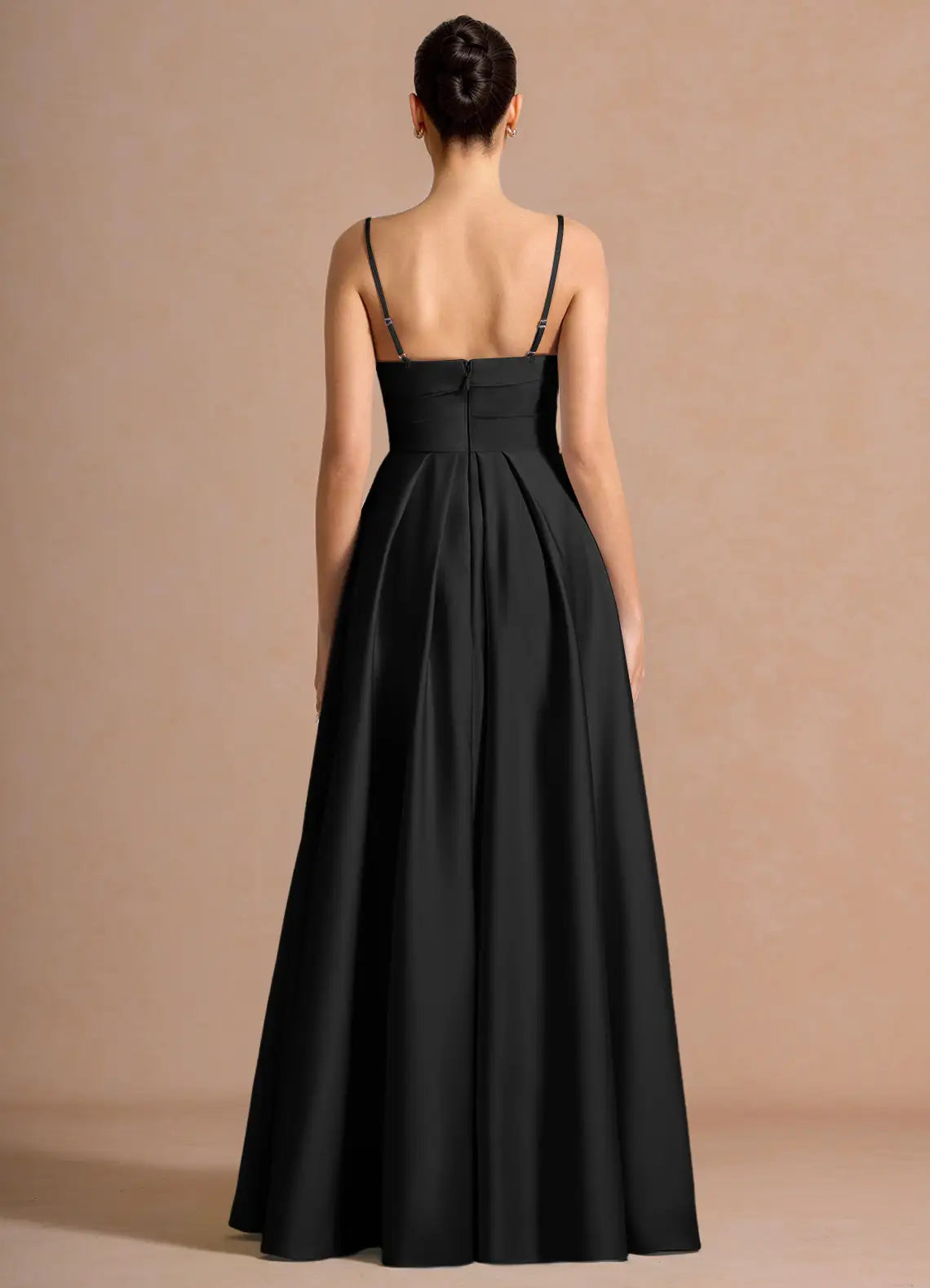 Black Convertible Chiffon Cape Spaghetti Strap Sweetheart A-Line Maxi Bridesmaid Dress