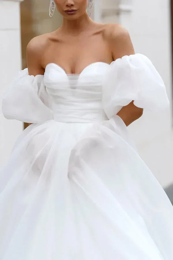 Breathtaking Off-the-Shoulder Sweetheart A-Line Floor-Length Wedding Dress