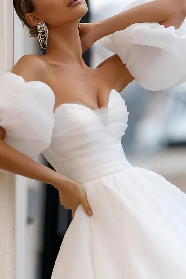 Breathtaking Off-the-Shoulder Sweetheart A-Line Floor-Length Wedding Dress