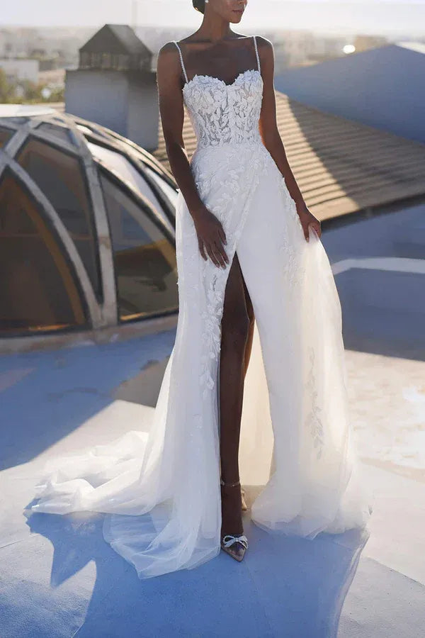 Breathtaking Sweetheart Spaghetti-Strap A-Line Floor-Length Wedding Dress