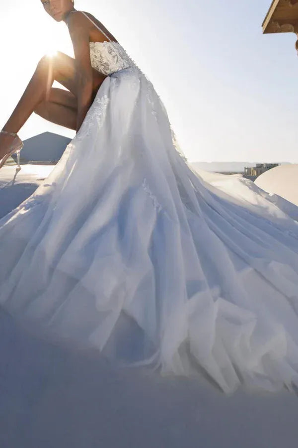 Breathtaking Sweetheart Spaghetti-Strap A-Line Floor-Length Wedding Dress