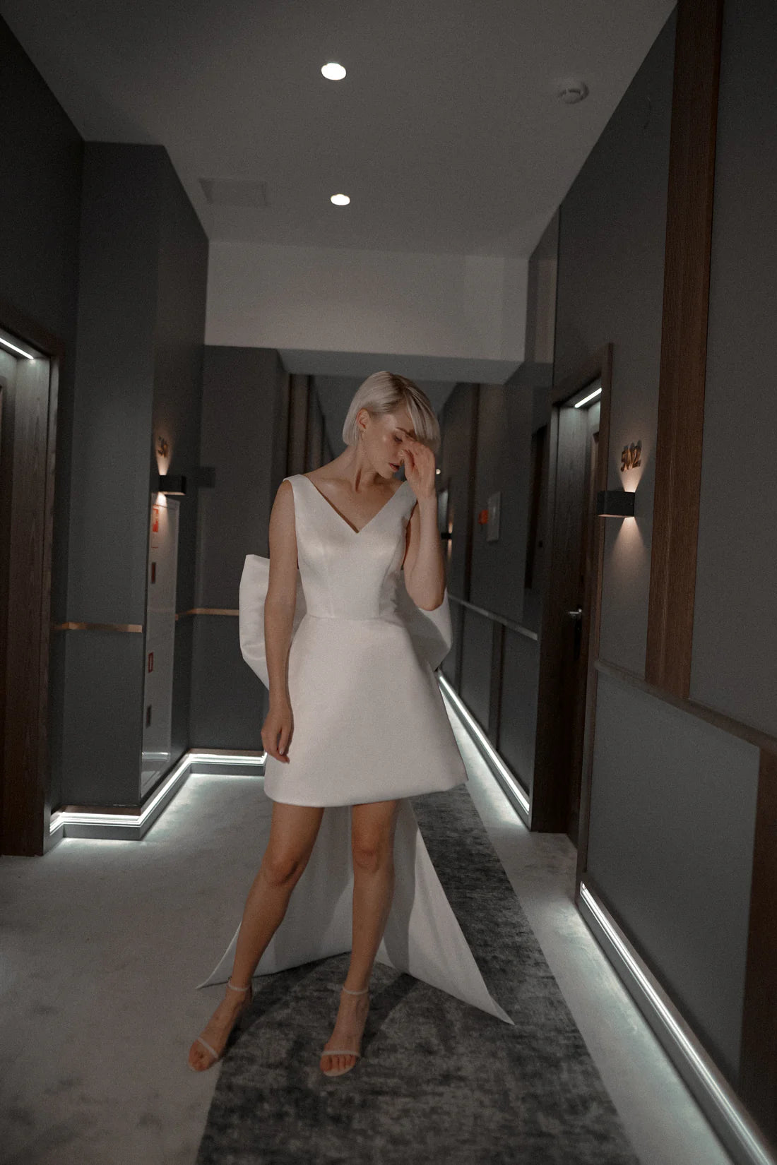 Charming A Line V Neck Sleeveless V Back Short Mini Wedding Dress