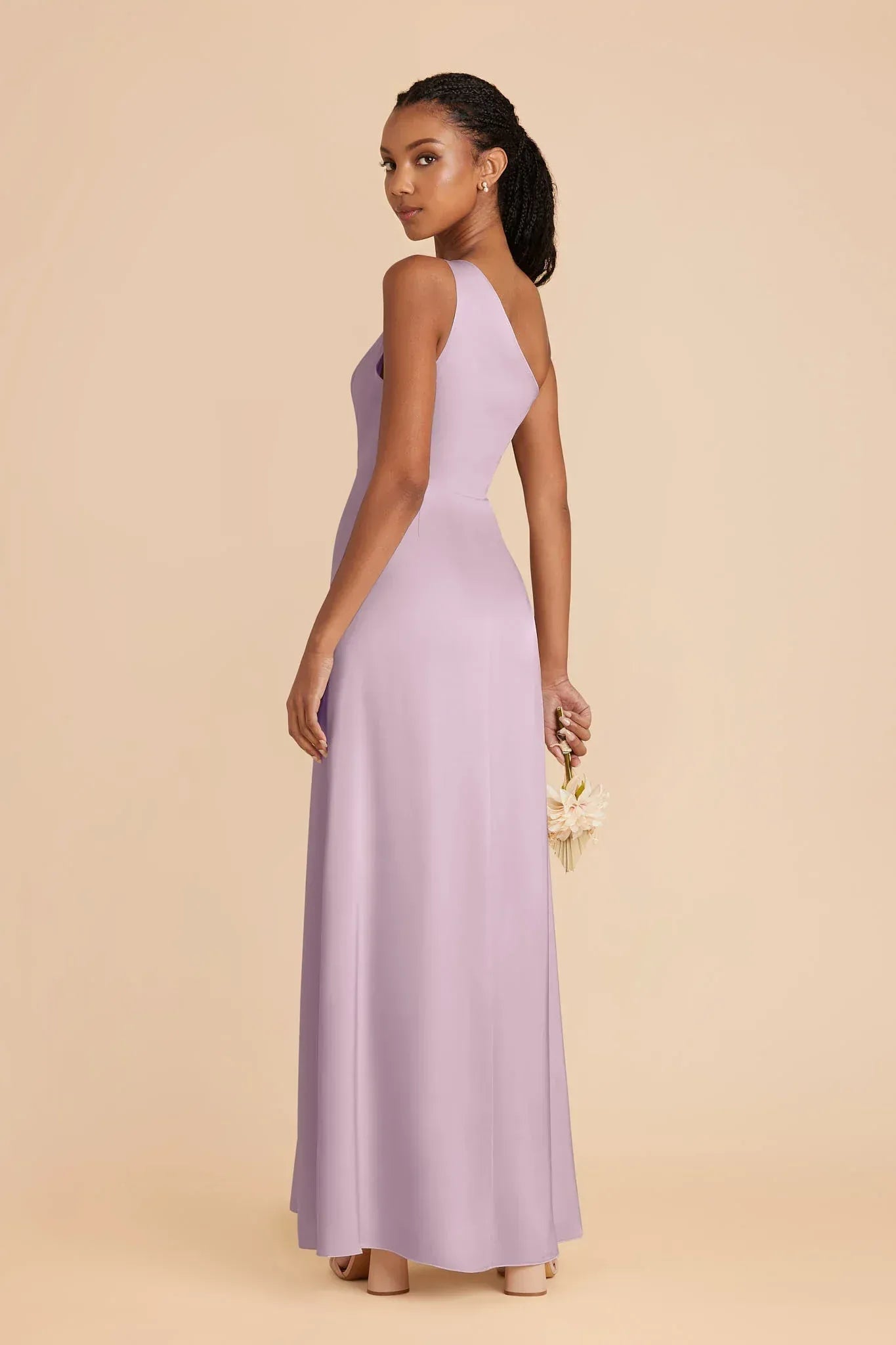 Chic A-Line One-Shoulder Sleeveless Low Back Slit Floor-Length Bridesmaid Dress