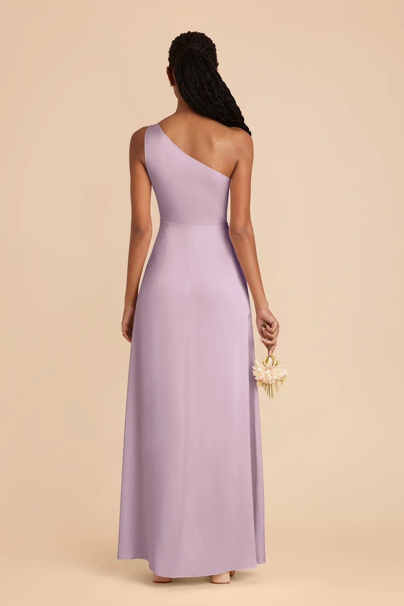 Chic A-Line One-Shoulder Sleeveless Low Back Slit Floor-Length Bridesmaid Dress