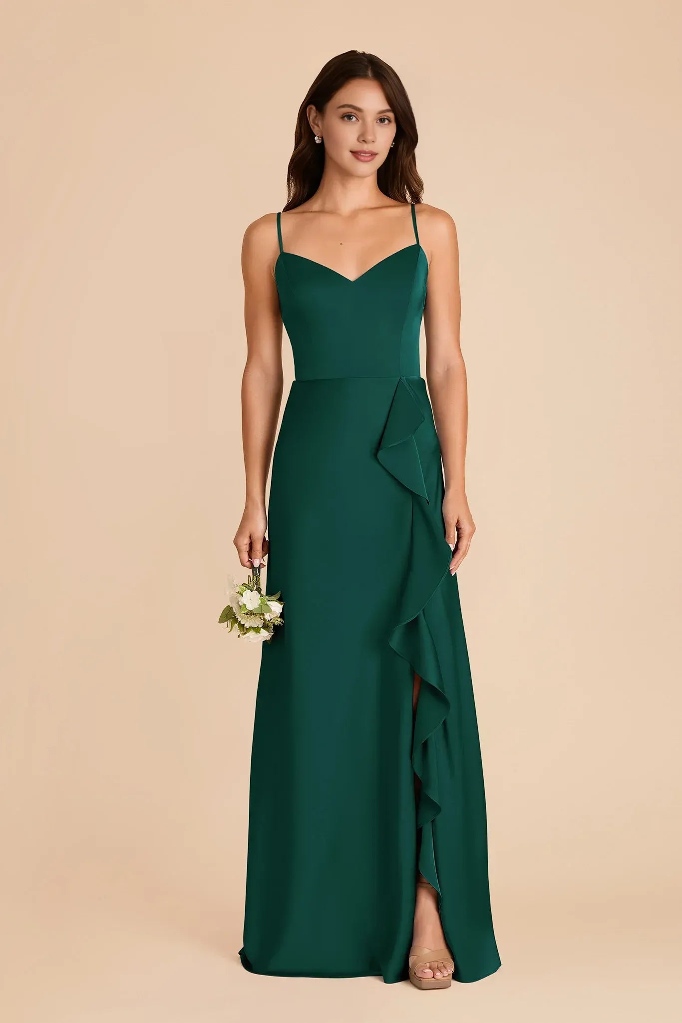 Chic A Line Sweetheart Neck Spaghetti Strap Plain Back Floor Length Wedding Bridesmaid Dress