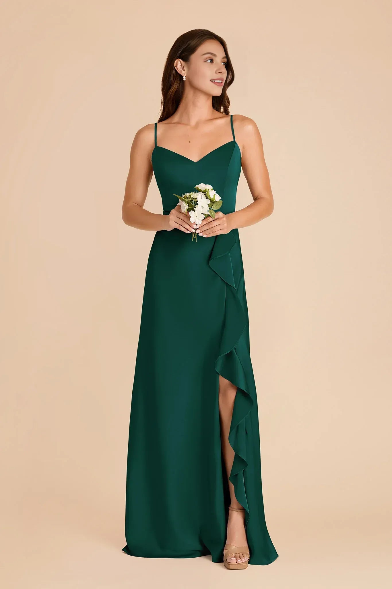 Chic A Line Sweetheart Neck Spaghetti Strap Plain Back Floor Length Wedding Bridesmaid Dress