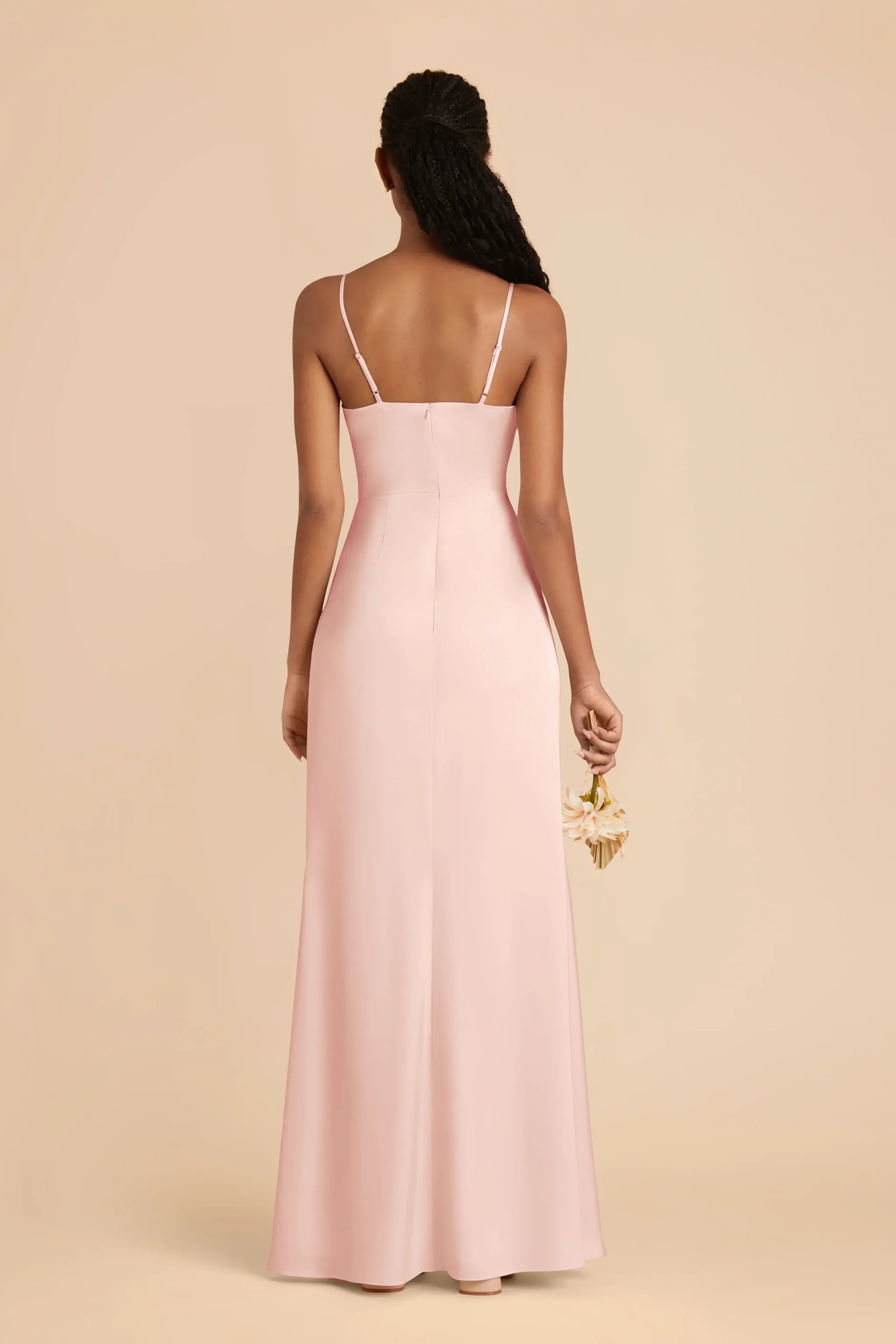 Chic Mermaid Cowl Neck Spaghetti Strap Plain Back Floor Length Wedding Bridesmaid Dress