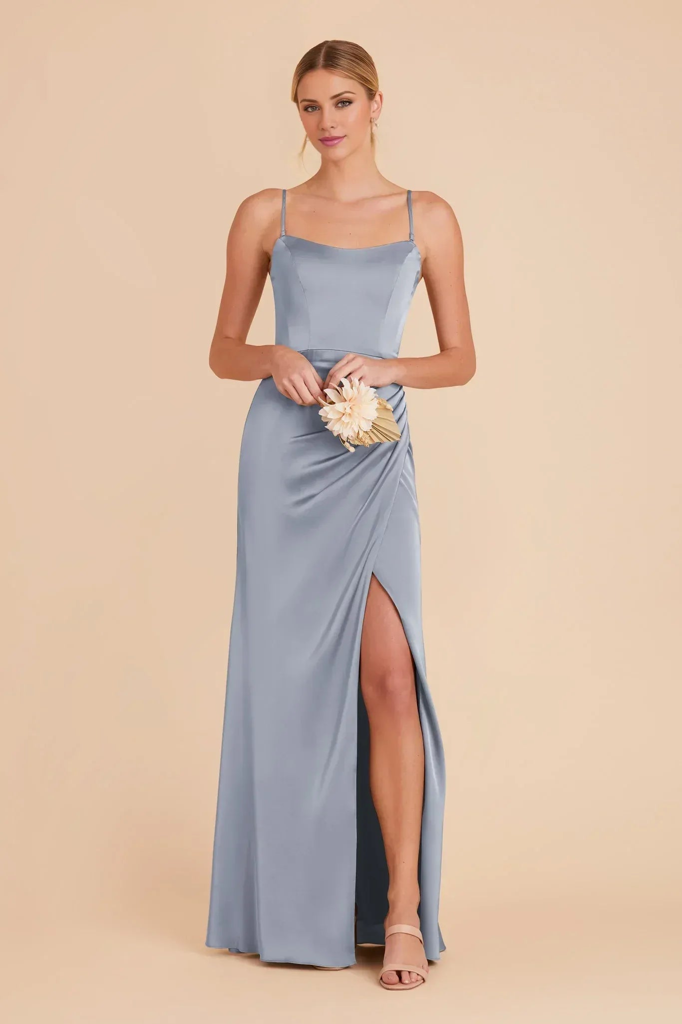 Chic Mermaid Scoop Neck Spaghetti Strap Low Back Maxi Wedding Bridesmaid Dress