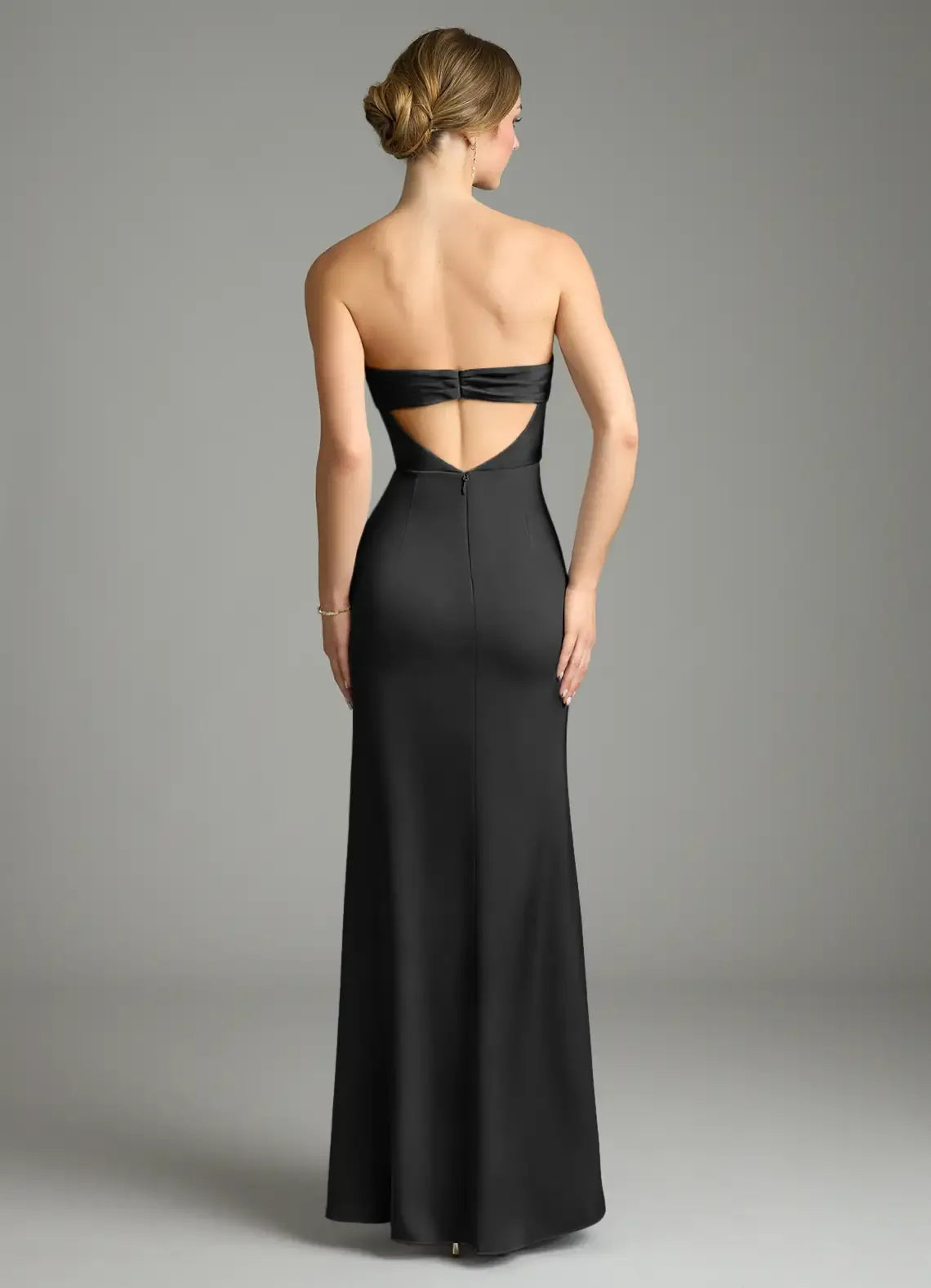 Chic Mermaid Strapless Cowl-Neck Keyhole-Back Floor-Length Evening Bridesmaid Dress