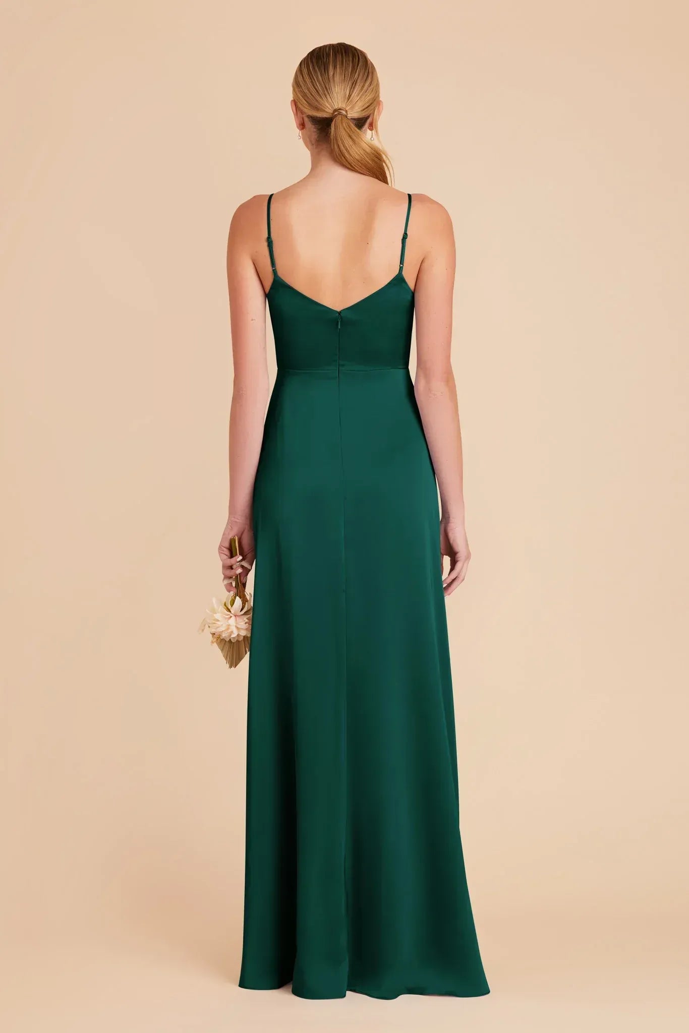 Chic Mermaid V Neck Spaghetti Strap Low V Back Floor Length Wedding Bridesmaid Dress
