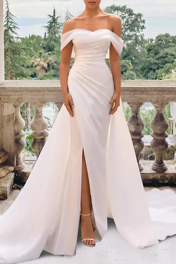 Chic Off-the-Shoulder Sweetheart Mermaid Floor-Length Wedding Dress