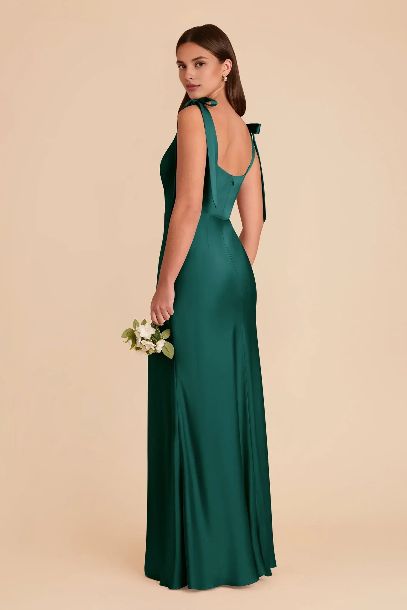 Chic Mermaid Square Neck Bow Strap Low Back Maxi Wedding Bridesmaid Dress