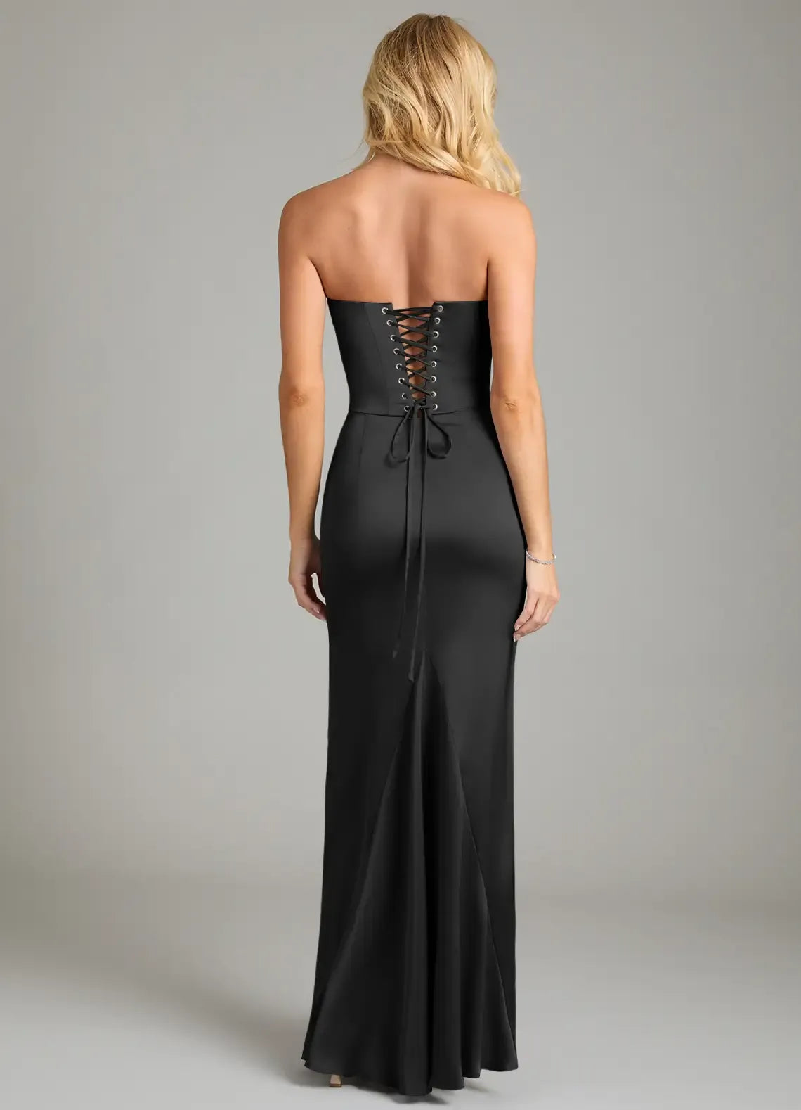 Chic Mermaid Strapless Cowl‑Neck Corset Lace‑Up‑Back Floor‑Length Evening Bridesmaid Dress