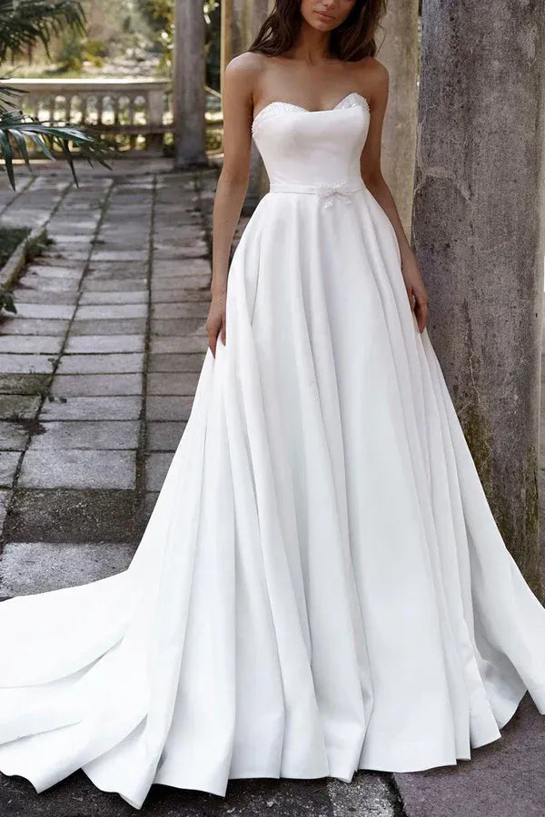 Classic Strapless Sweetheart A-Line Floor-Length Wedding Dress