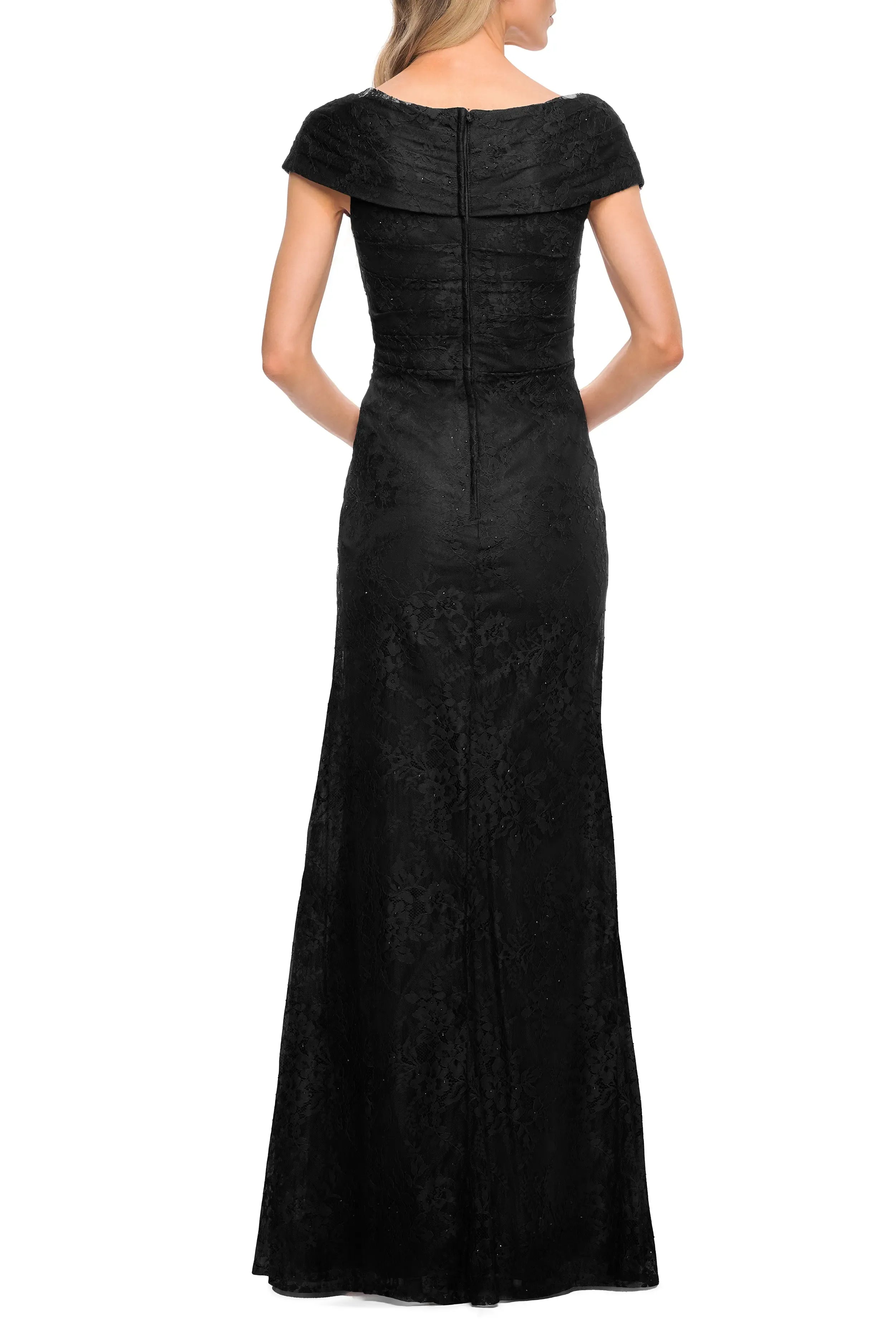 Convertible Off Shoulder V Neck Ruched Waist Plain Back Train Black Satin Lace Mermaid Maxi Wedding Guest Dresses