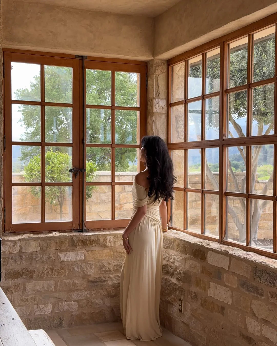 Cream Floor-Length Asymmetric Ruched One-Shoulder Wedding Guest Dress