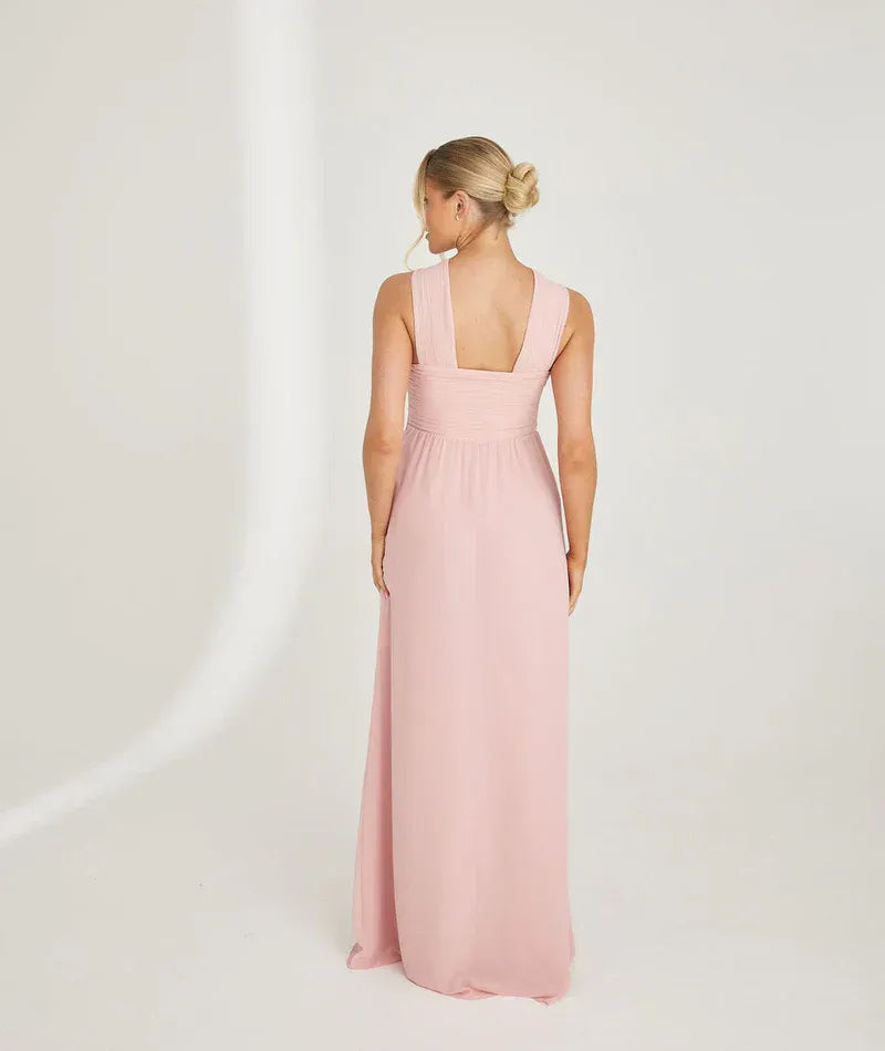 Crisscross Halter Keyhole Empire Waist A Line Chiffon Bridesmaid Dress