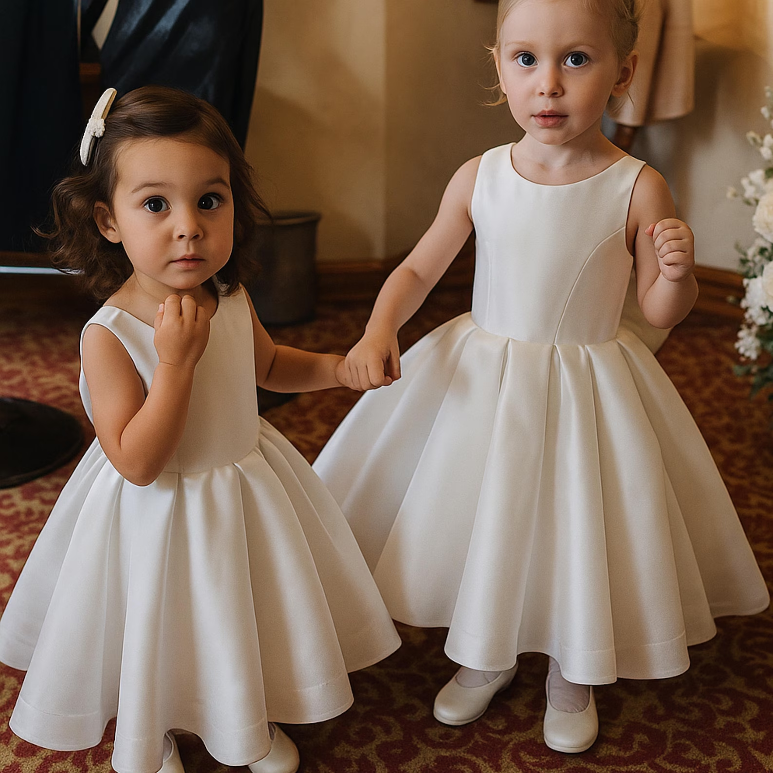 Cute A-Line Scoop Neck Sleeveless Open Back Floor-Length Flower Girl Dress