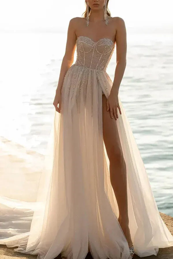 Dazzling Strapless Sweetheart A-Line Floor-Length Wedding Dress