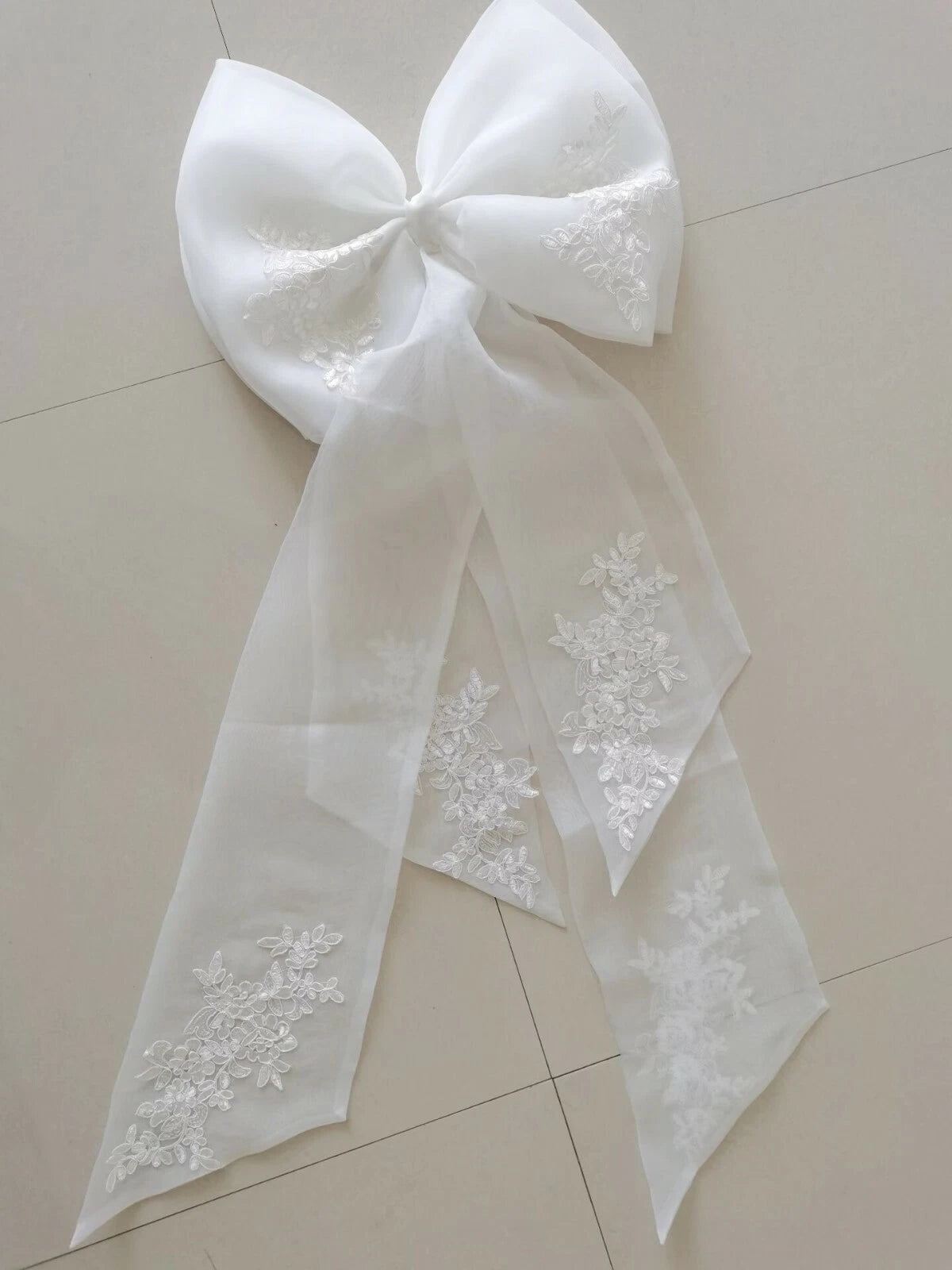Detachable Bow Applique Knots Big Bow With Ribbon For Bridal Wedding
