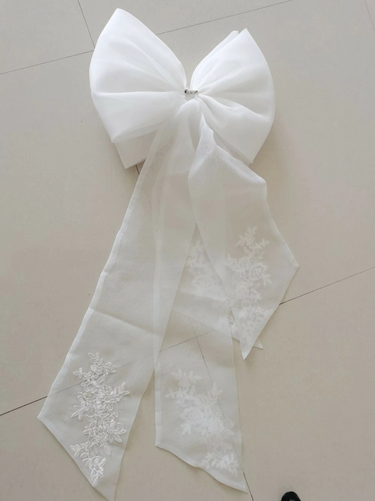 Detachable Bow Applique Knots Big Bow With Ribbon For Bridal Wedding