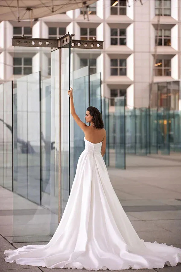 Dramatic Off-the-Shoulder Sweetheart A-Line Floor-Length Wedding Dress
