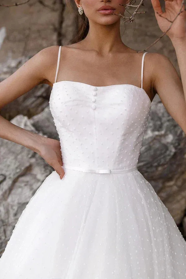 Effortless Sweetheart Spaghetti-Strap A-Line Floor-Length Wedding Dress