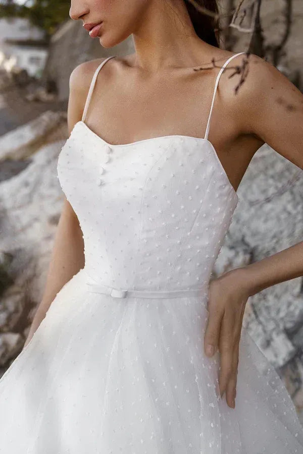 Effortless Sweetheart Spaghetti-Strap A-Line Floor-Length Wedding Dress