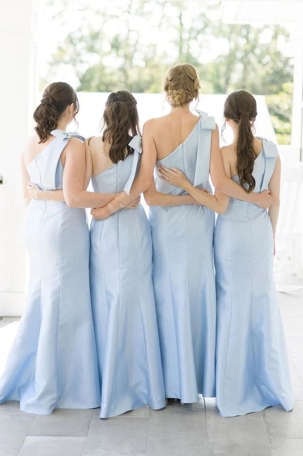 Elegant Sheath One Shoulde Sleeveless Zipper Up Floor-Length Bridesmaid Dress