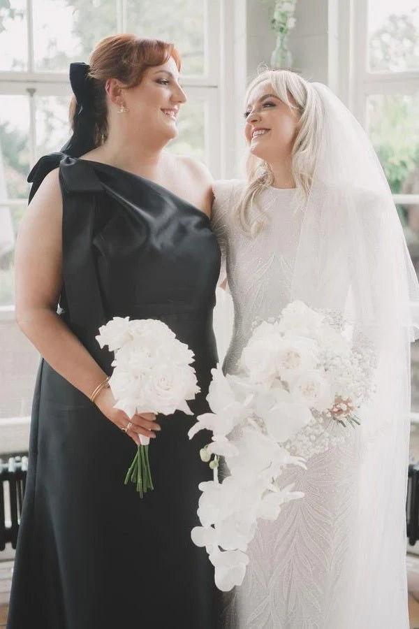 Elegant Sheath One Shoulde Sleeveless Zipper Up Floor-Length Bridesmaid Dress