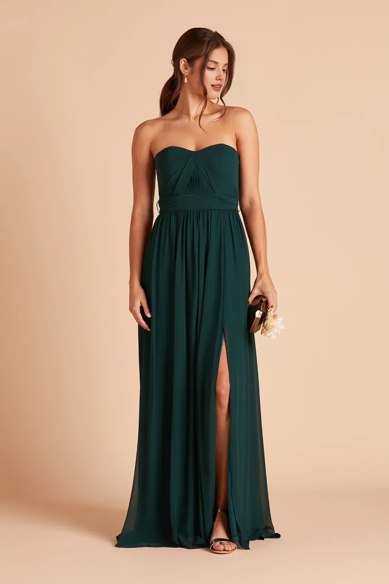 Elegant A‑Line Sweetheart Strapless Straight Back Maxi Wedding Bridesmaid Dress