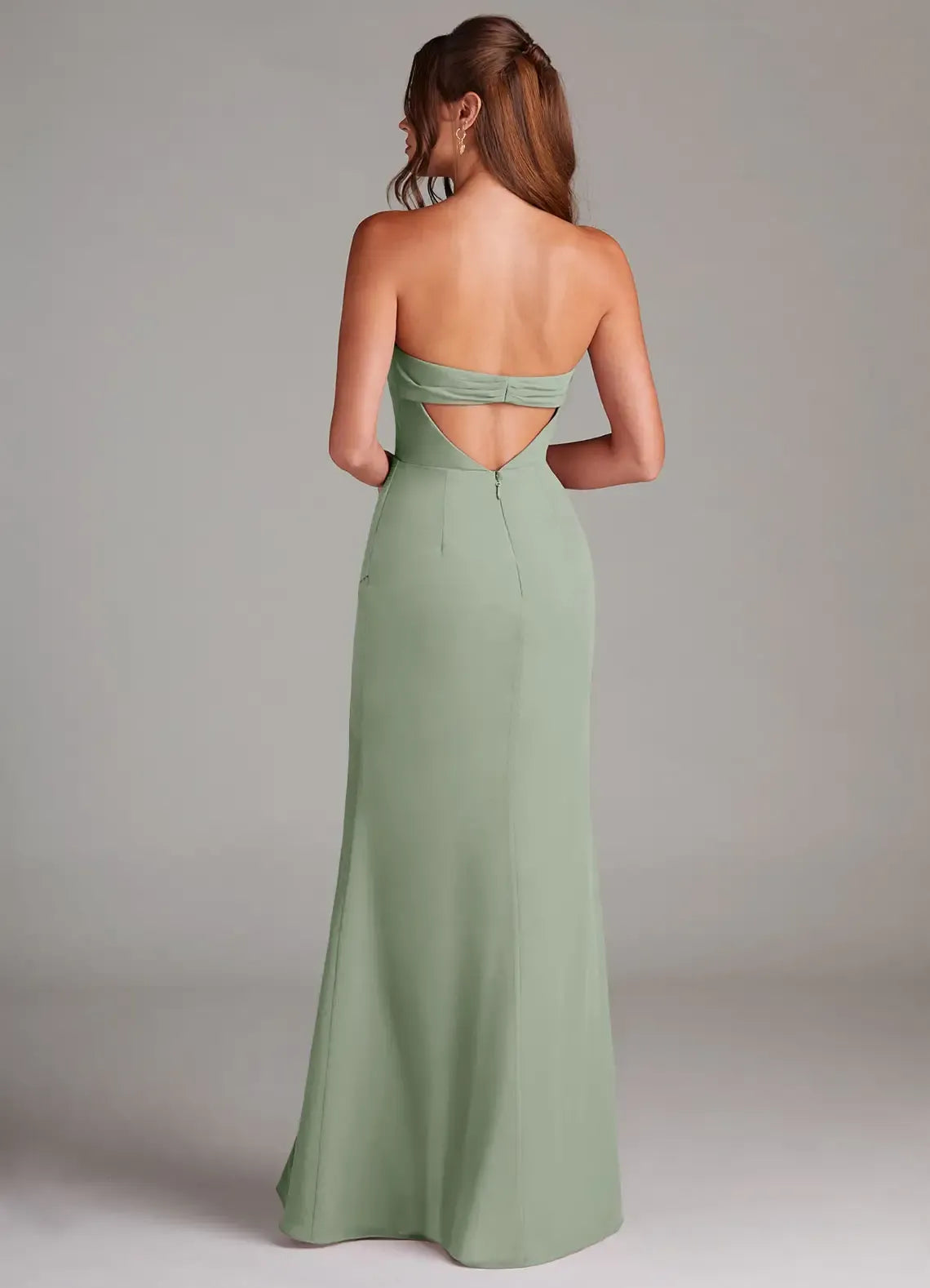 Elegant Mermaid Strapless Cowl‑Neck Keyhole‑Back Floor‑Length Wedding Bridesmaid Dress
