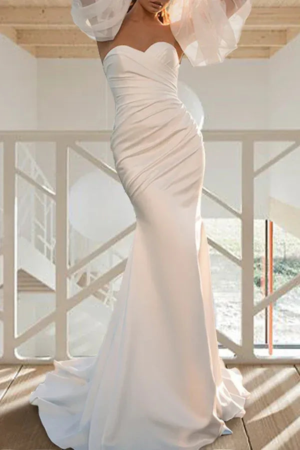 Enchanting Off-the-Shoulder Sweetheart Mermaid Floor-Length Wedding Dress