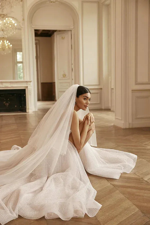 Ethereal Sweetheart Spaghetti-Strap A-Line Floor-Length Wedding Dress