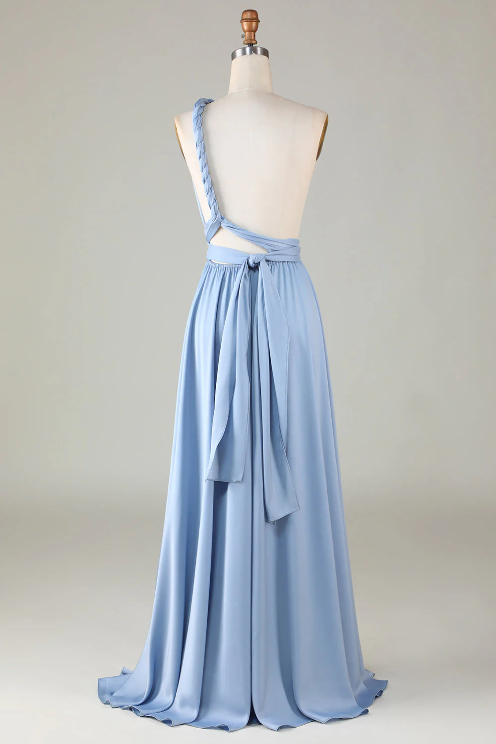 Fashion A-Line Convertible Neck Sleeveless Backless Floor-Length Bridesmaid Dress