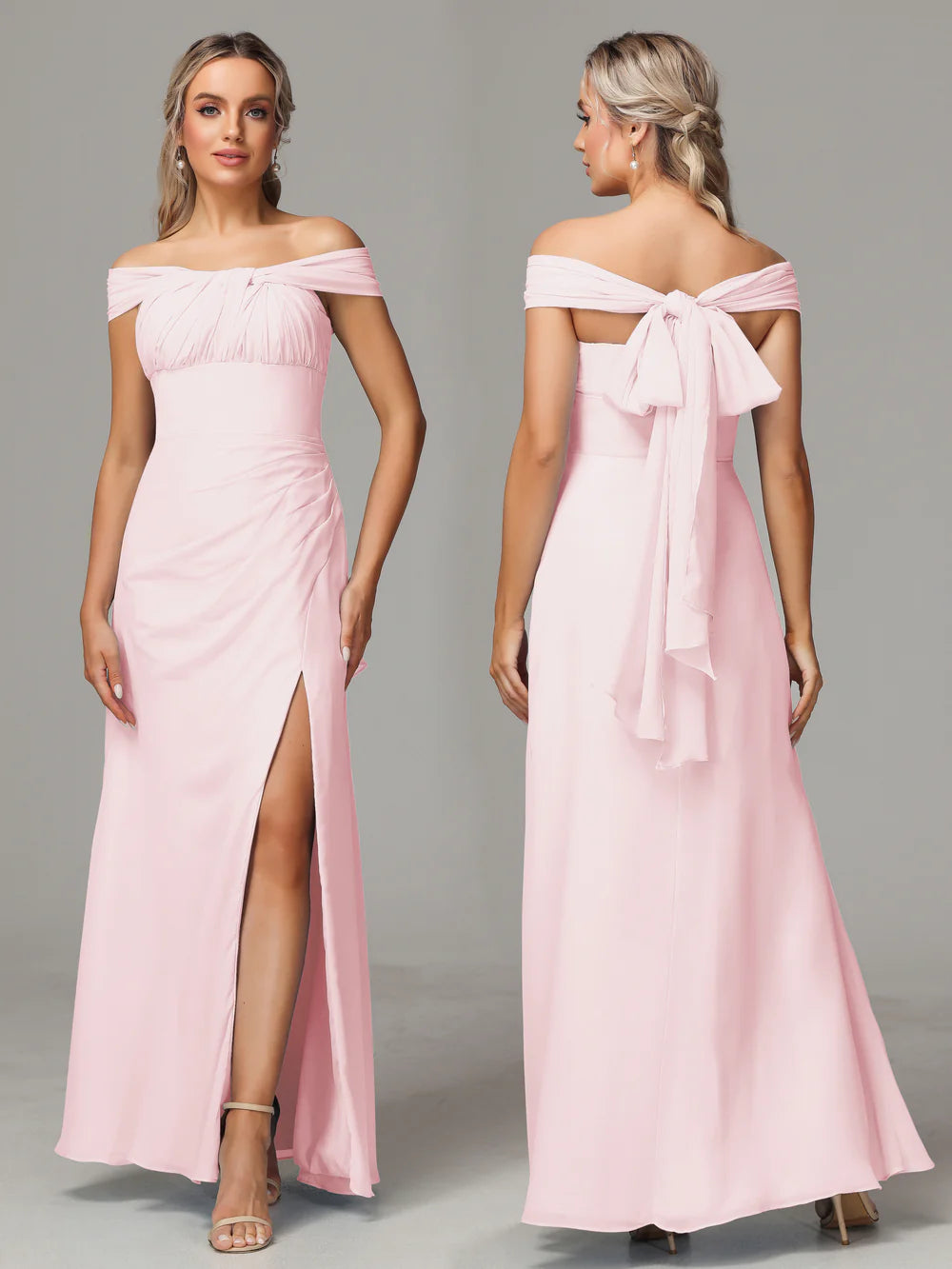 Fashion Mermaid Off The Shoulder Sleeveless Backless Floor-Length Bridesmaid Dress