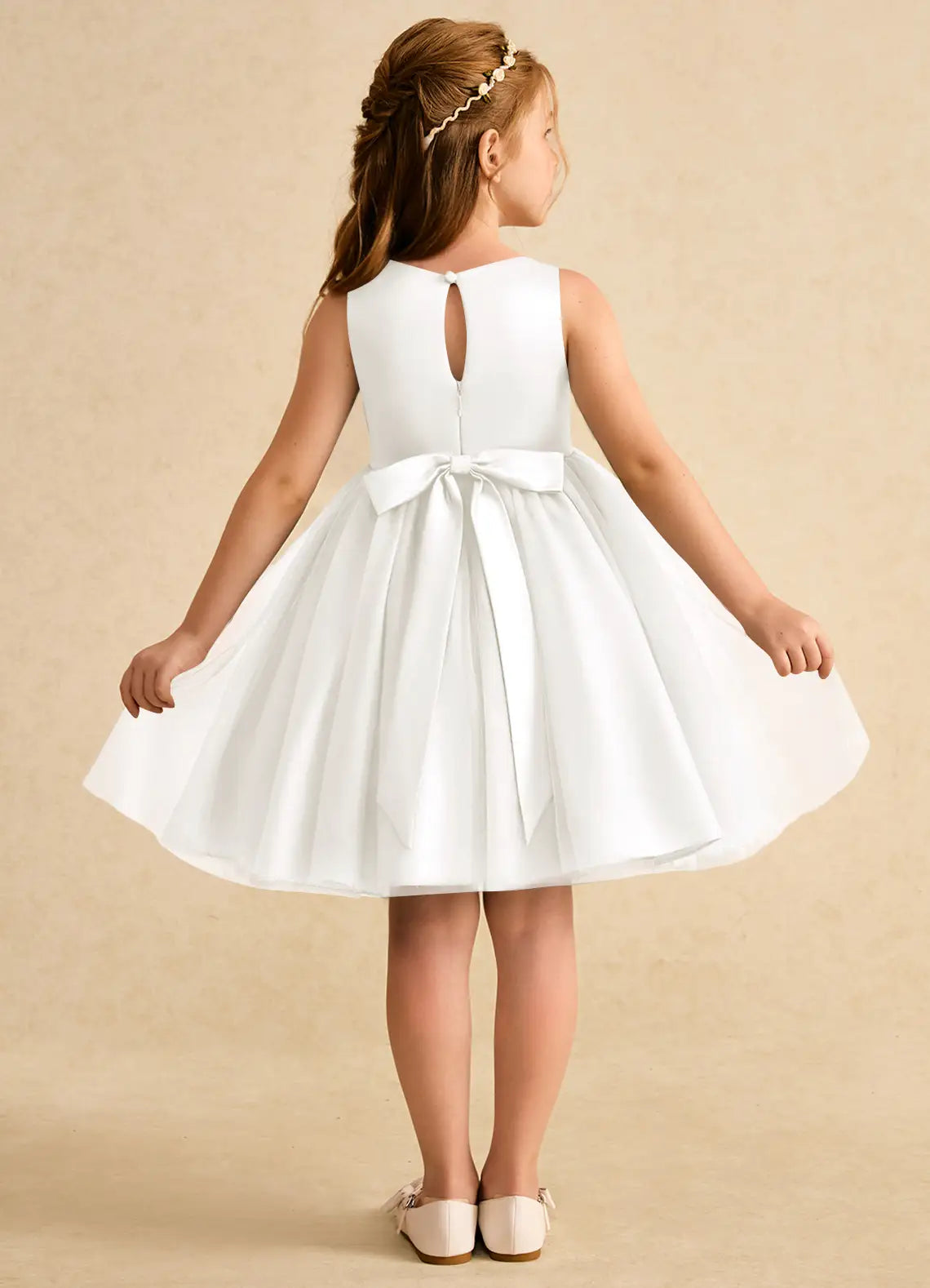 Floral A-Line Round Neck Sleeveless Knee-Length Formal Flower Girl Dress