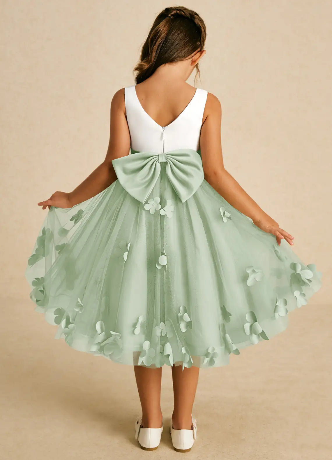 Floral A-Line Scoop Neck Sleeveless Knee-Length Formal Flower Girl Dress