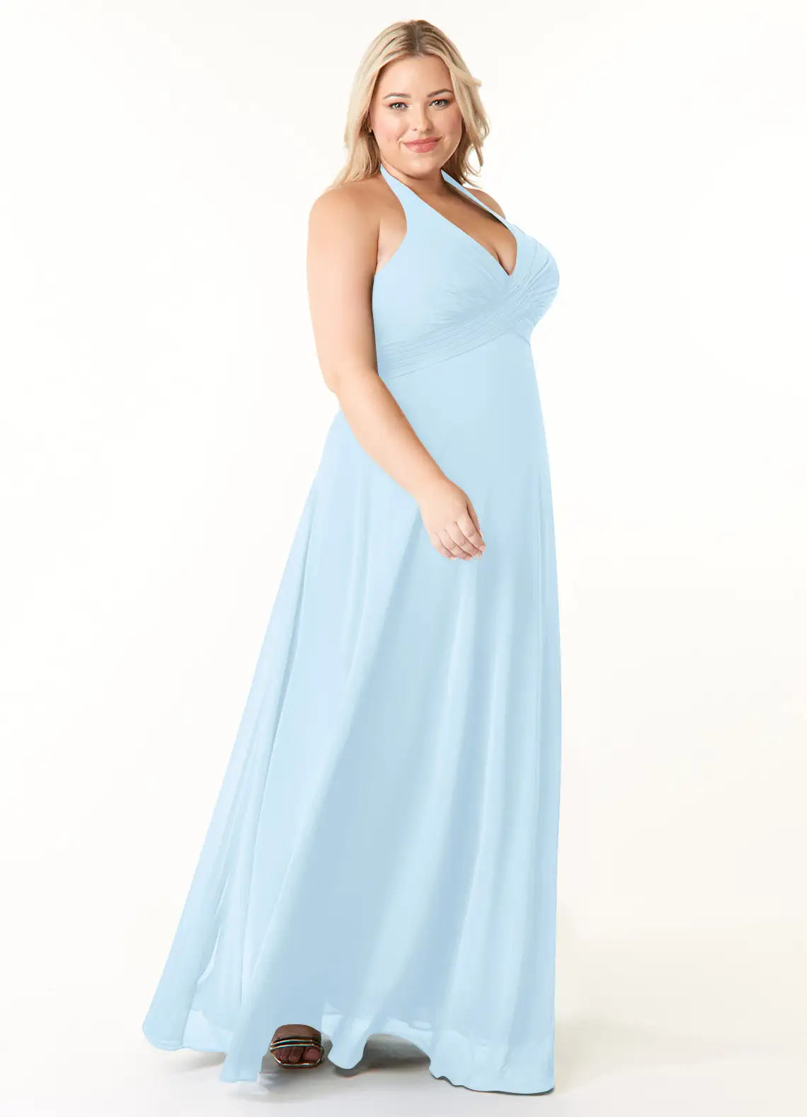 Halter Neck Empire Waist Floor-Length Plus Size Bridesmaid Dress