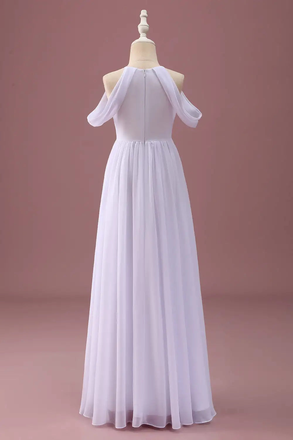 Junior Bridesmaid Dress A Line Round Neck Off The Shoulder Ruched Elegant Simple Long Girl Formal Dress