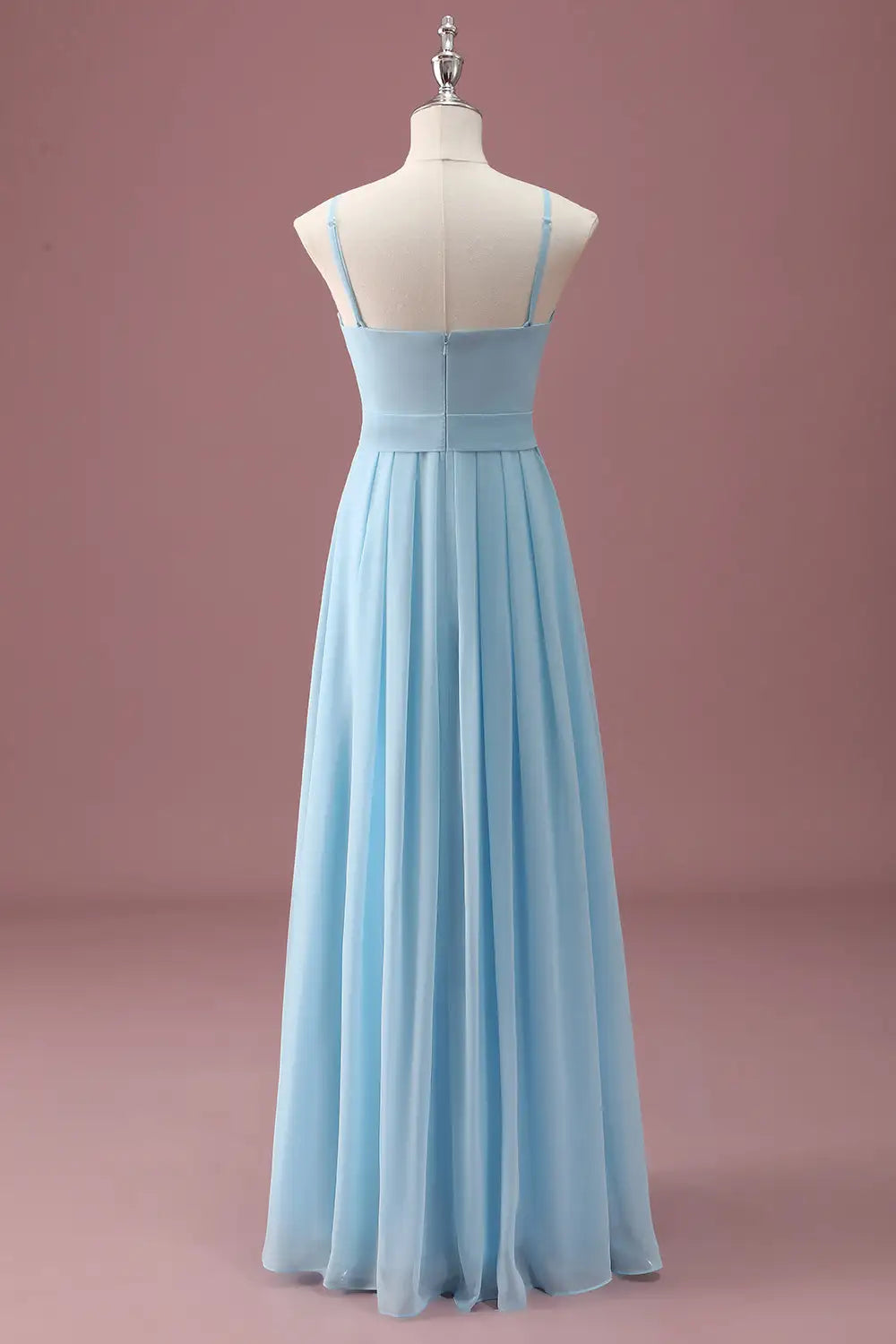 Junior Bridesmaid Dress A Line Spaghetti Straps Sleeveless Ruffles Fashion Long Girl Formal Dress