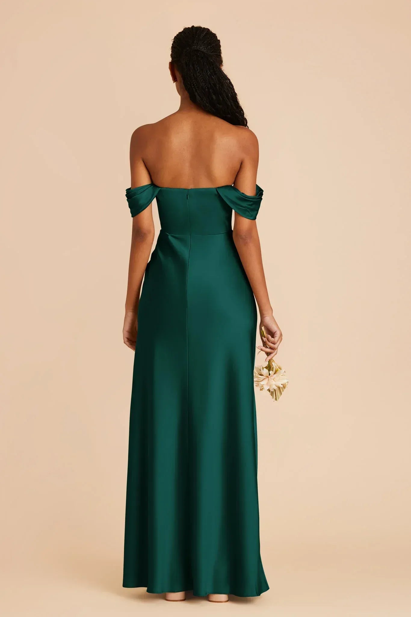 Luxury Mermaid Off Shoulder Short Sleeve Plain Back Floor Length Wedding Bridesmaid Dress