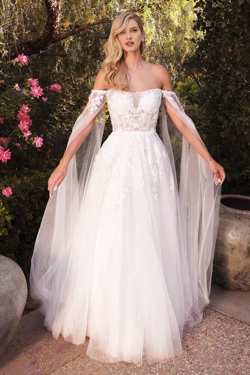 Luxury A-Line Sweetheart-Neck Off-the-Shoulder Floor-Length Wedding Dress