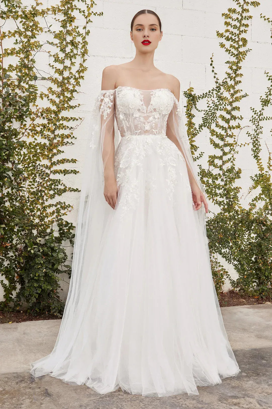 Luxury A-Line Sweetheart-Neck Off-the-Shoulder Floor-Length Wedding Dress