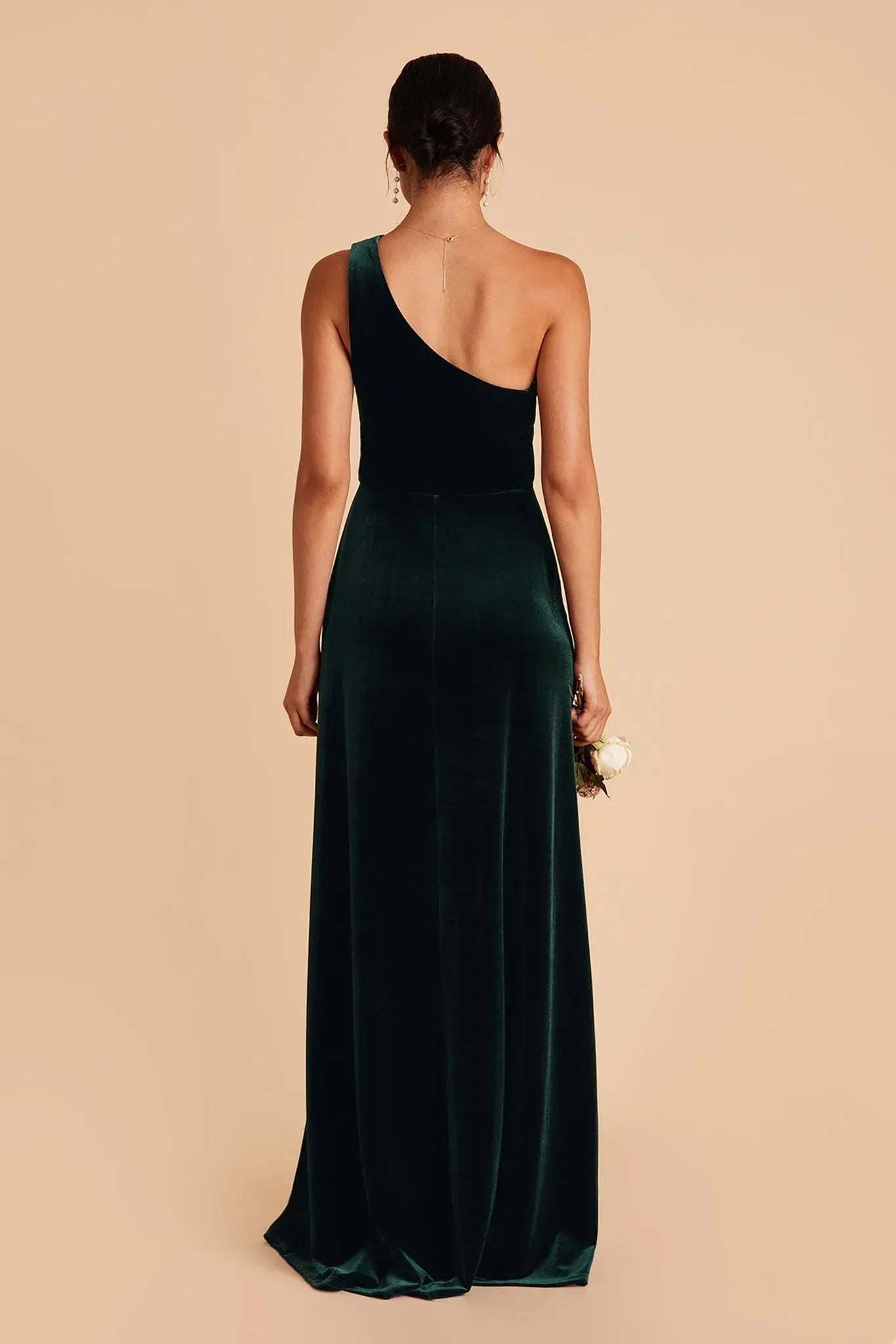 Luxury Column One‑Shoulder Sleeveless Open Back Maxi Wedding Bridesmaid Dress
