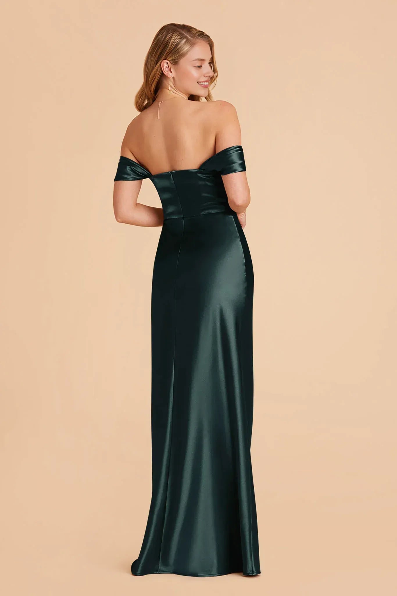 Luxury Mermaid Off Shoulder Short Sleeve Low Back Maxi Wedding Bridesmaid Dress
