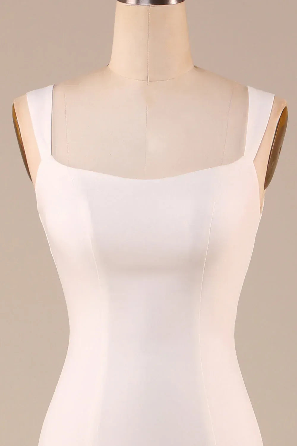 Minimalist Mermaid Square‑Neck Wide‑Strap Bow‑Back Floor‑Length Wedding Dresses For Modern Intimate Wedding